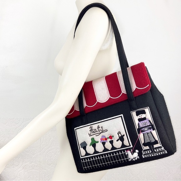 Vintage felted wool unique hat shop embroidered handbag - Picture 2 of 10